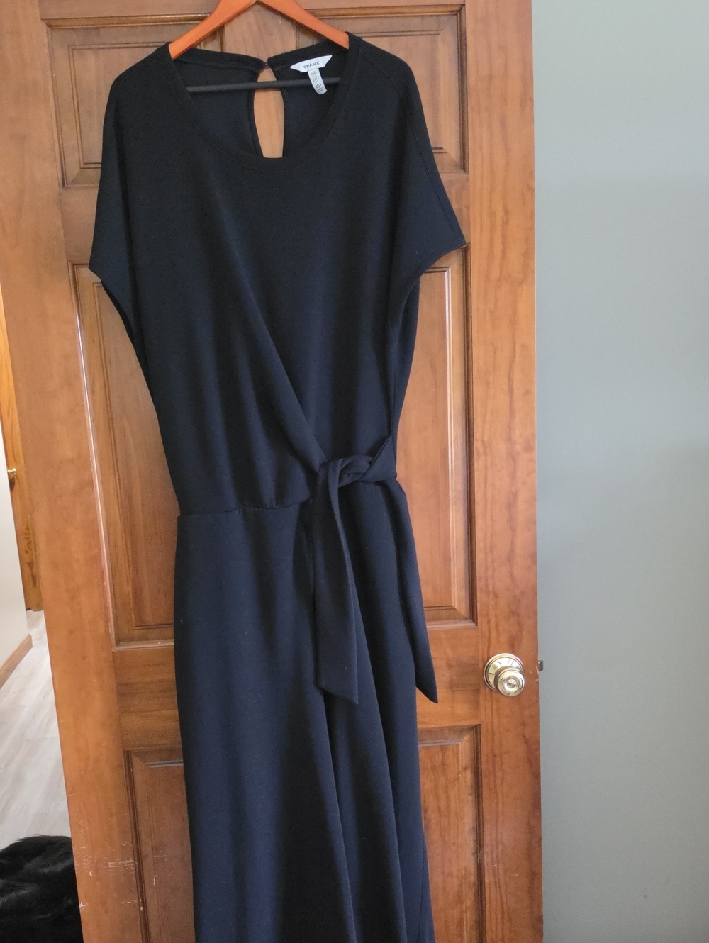 SPANX Black Tie-Waist Maxi Dress with Keyhole Back